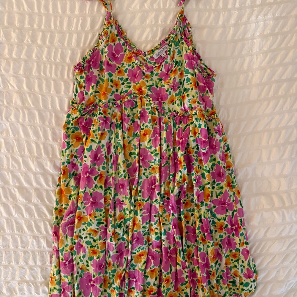 Patrons of Peace Floral Mini Dress - Pink and Yellow